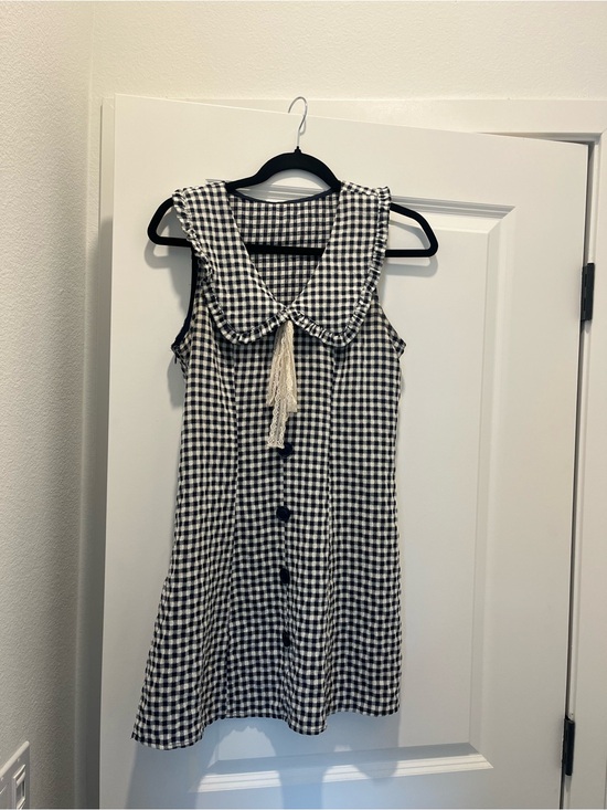 no brand Dresses & Skirts - Black & White Gingham Mini Dress with Peter Pan Collar